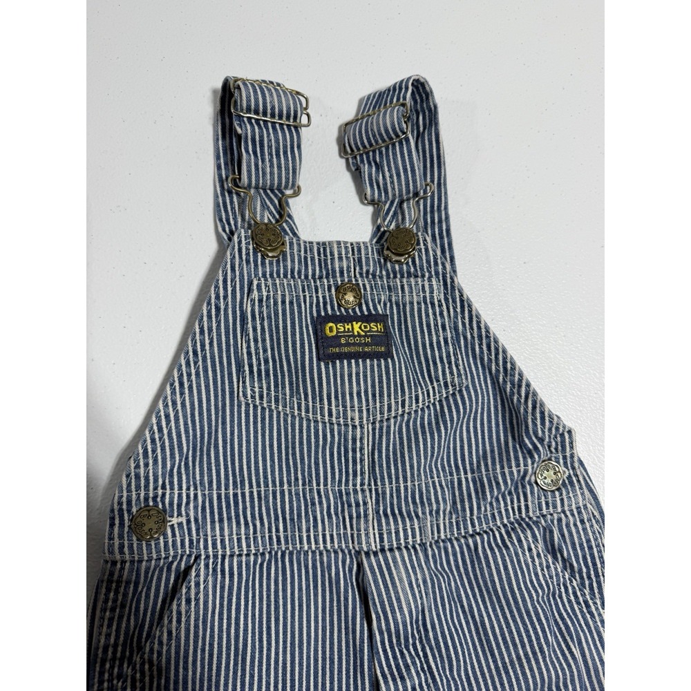 Vintage OshKosh Overalls Railroad Stripe Vestbak USA Made Denim 2T - Picture 5 of 7